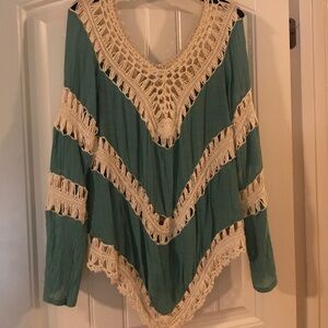 Boho crochet detail long sleeve top